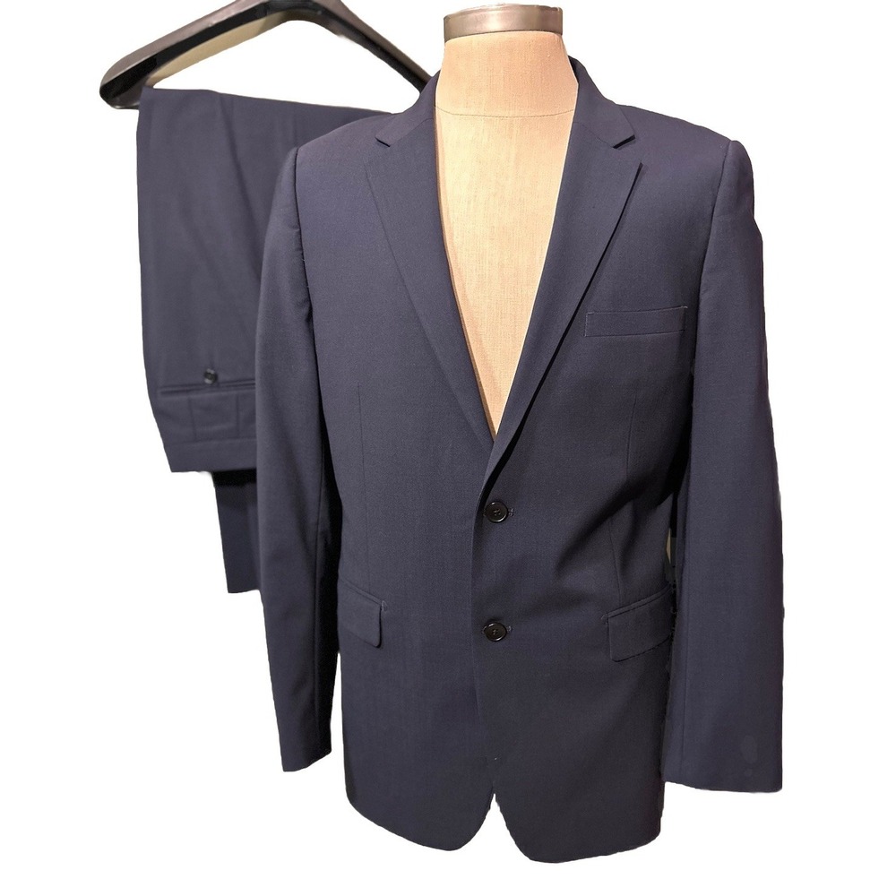 Theory Mens XYLO JS Godsford Blue Stretch Wool Blend Suit 42R 36x31.5 Flat Front